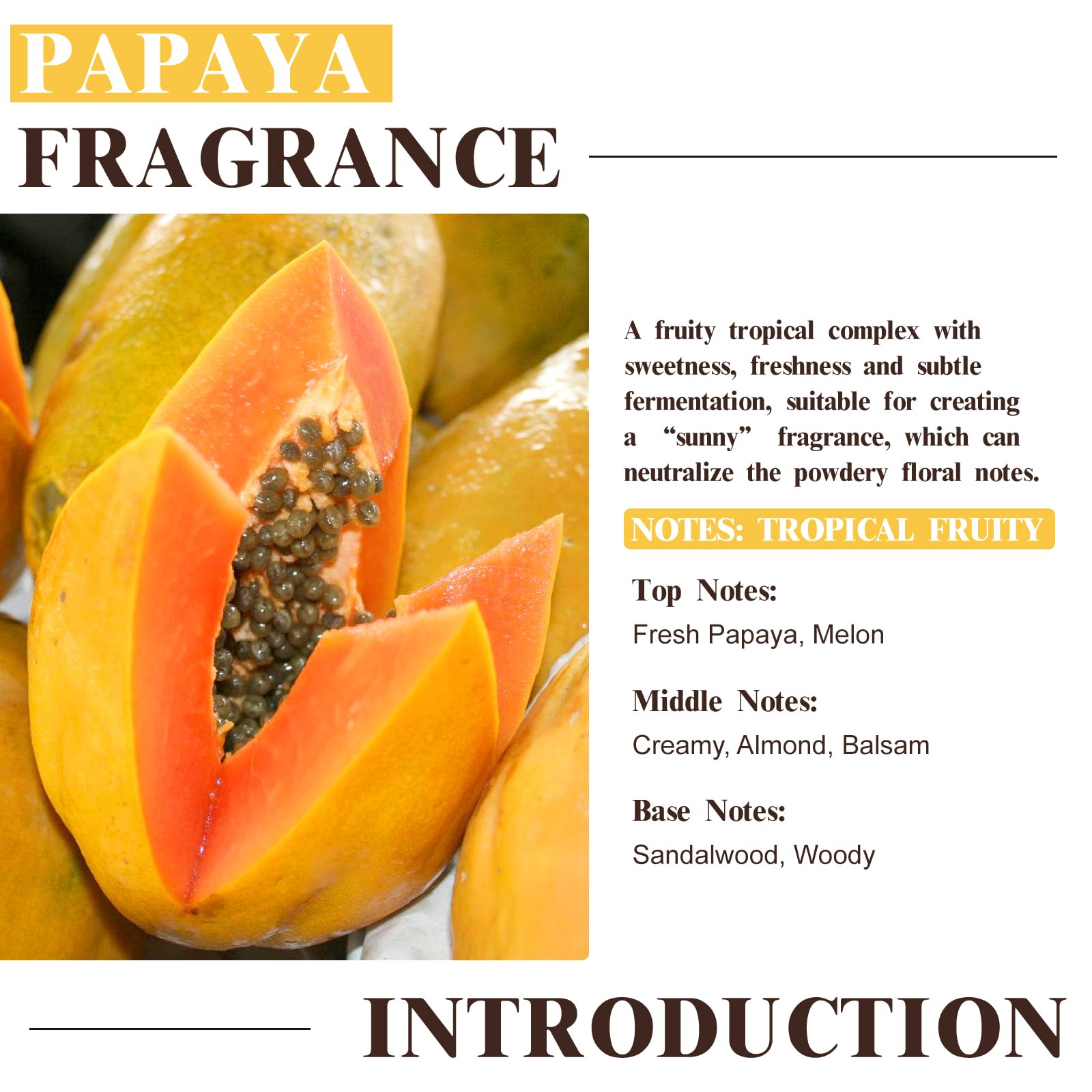 EUQEE Papaya Fragrance Oil packaging box showcases gift-ready presentation.