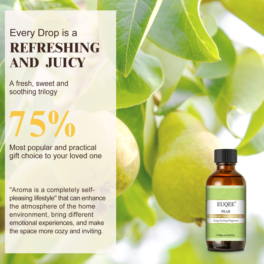 Pear aroma for room diffusion and relaxation with EUQEE