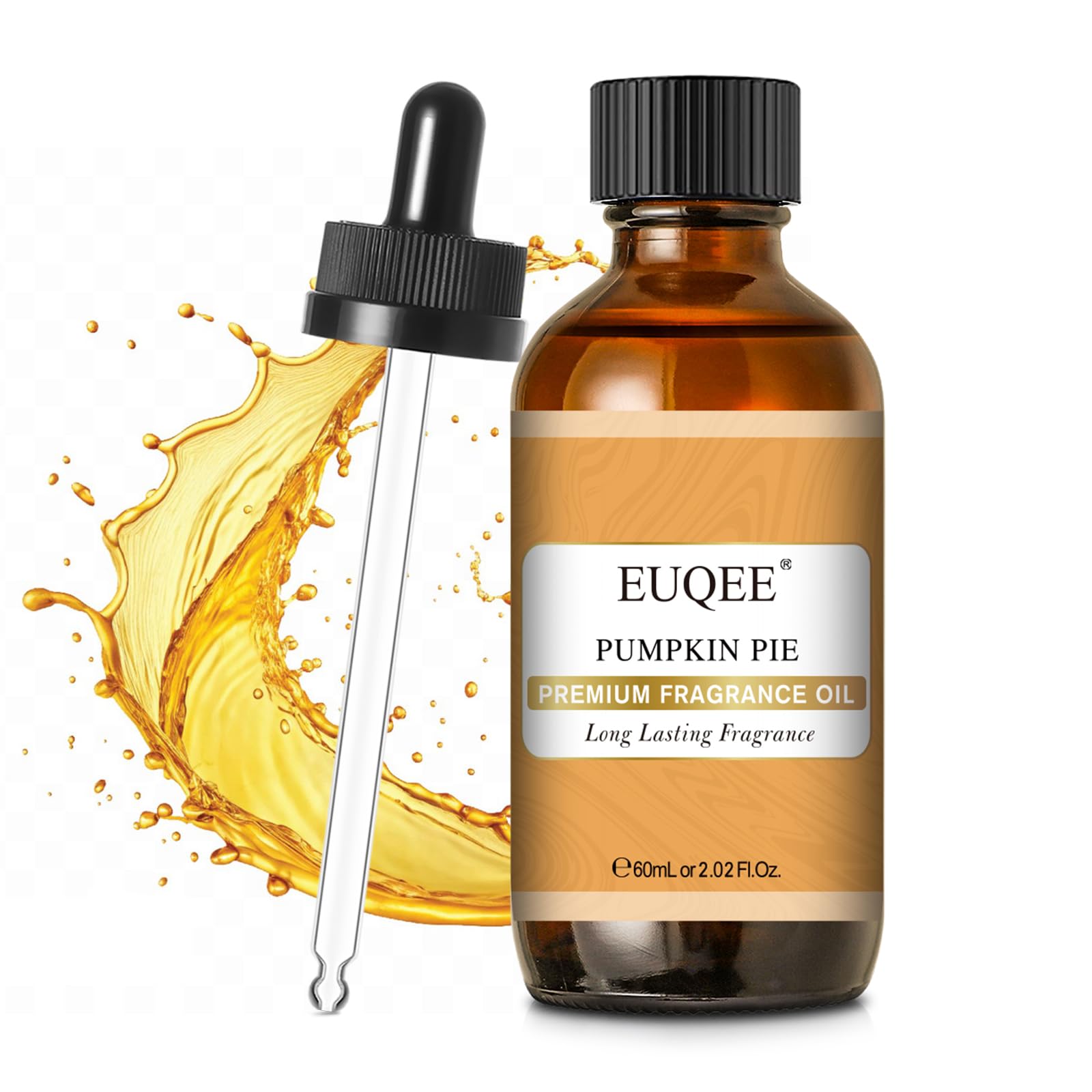 EUQEE Pumpkin Pie fragrance oil in a glass bottle for DIY projects