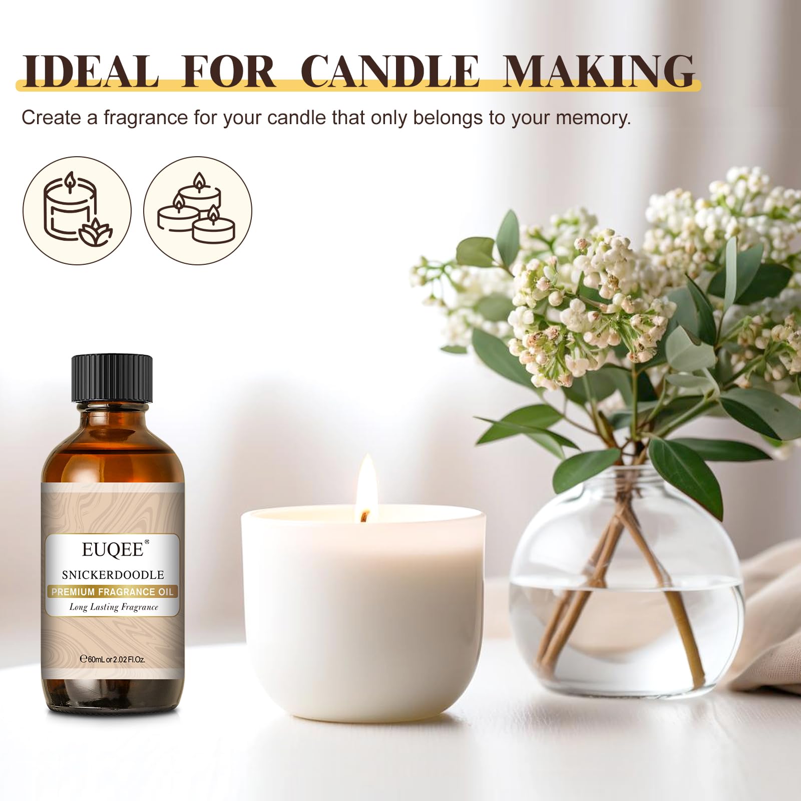 EUQEE Snickerdoodle fragrance oil ideal for handmade candles and soaps.
