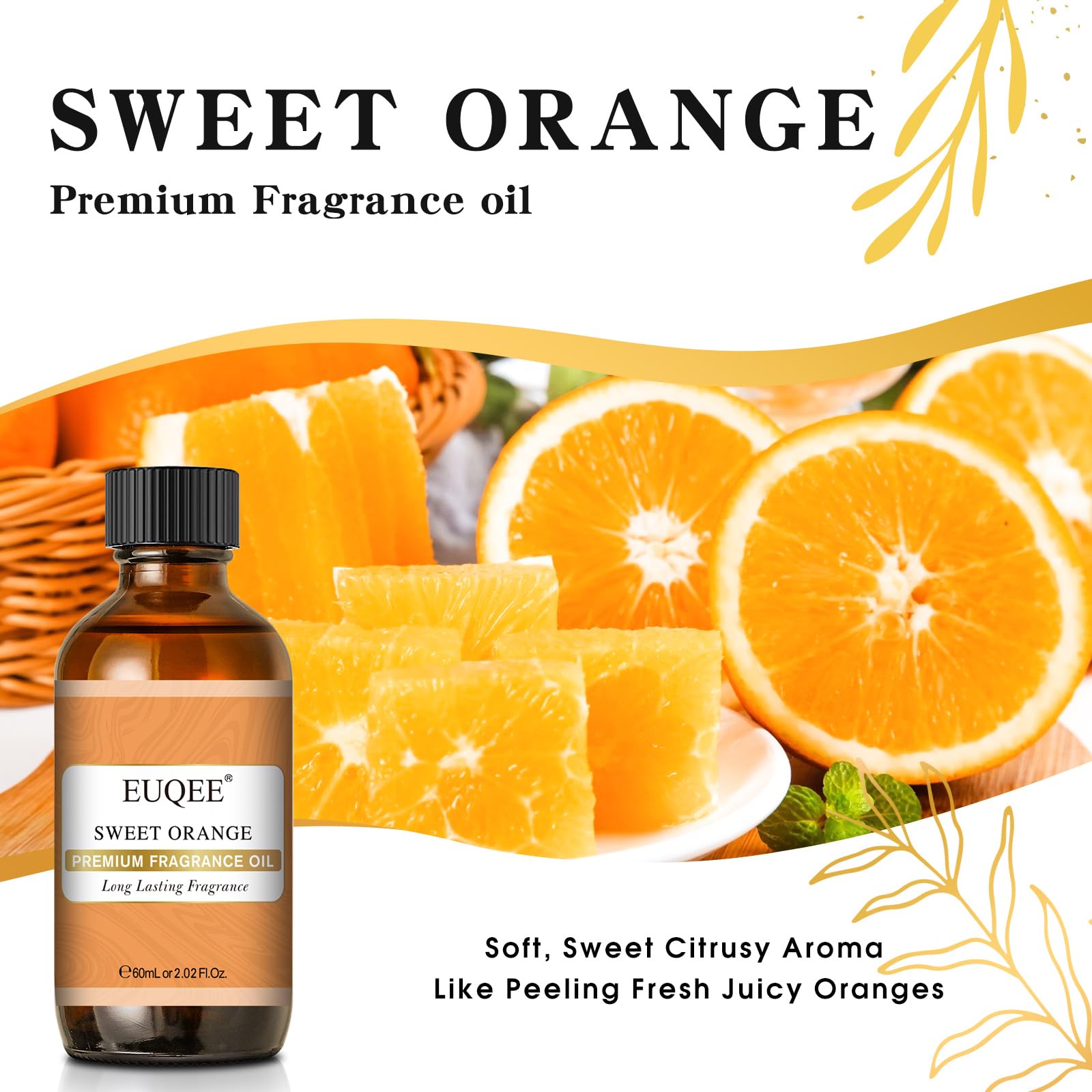 EUQEE Sweet Orange Fragrance Oil dropper allowing precise measurement