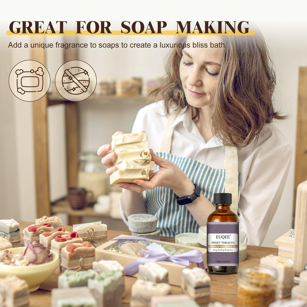 EUQEE Sweet Tobacco fragrance oil for body wash blends with vanilla warmth.