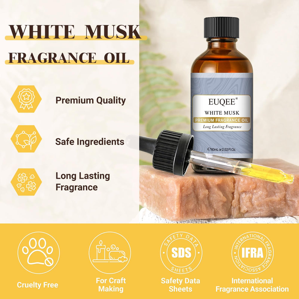 EUQEE White Musk fragrance oil with glass dropper for precise dosing