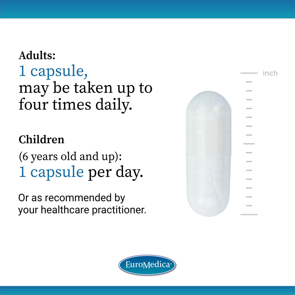 EuroMedica bottle dispensing scene illustrating easy daily dosing.