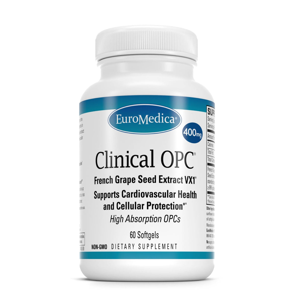 EuroMedica Clinical OPC bottle on shelf highlighting heart and immune support potential.