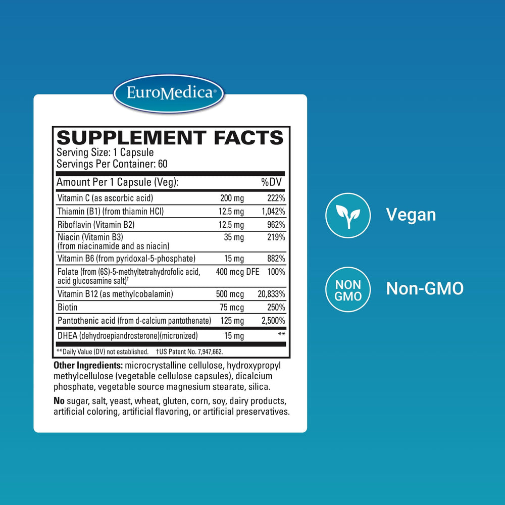 EuroMedica Cortisol Stress Support capsules vegan formula for steady energy and cortisol balance