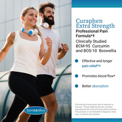 EuroMedica Curaphen tablets front view communicates turmeric and boswellia benefits.