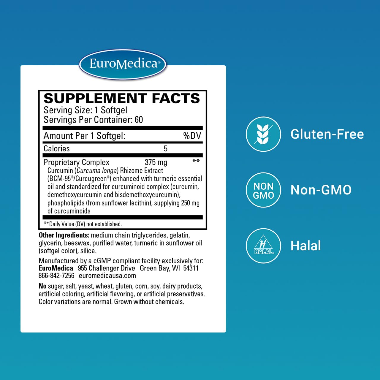 Close-up of EuroMedica CuraPro capsules, convenient daily softgels