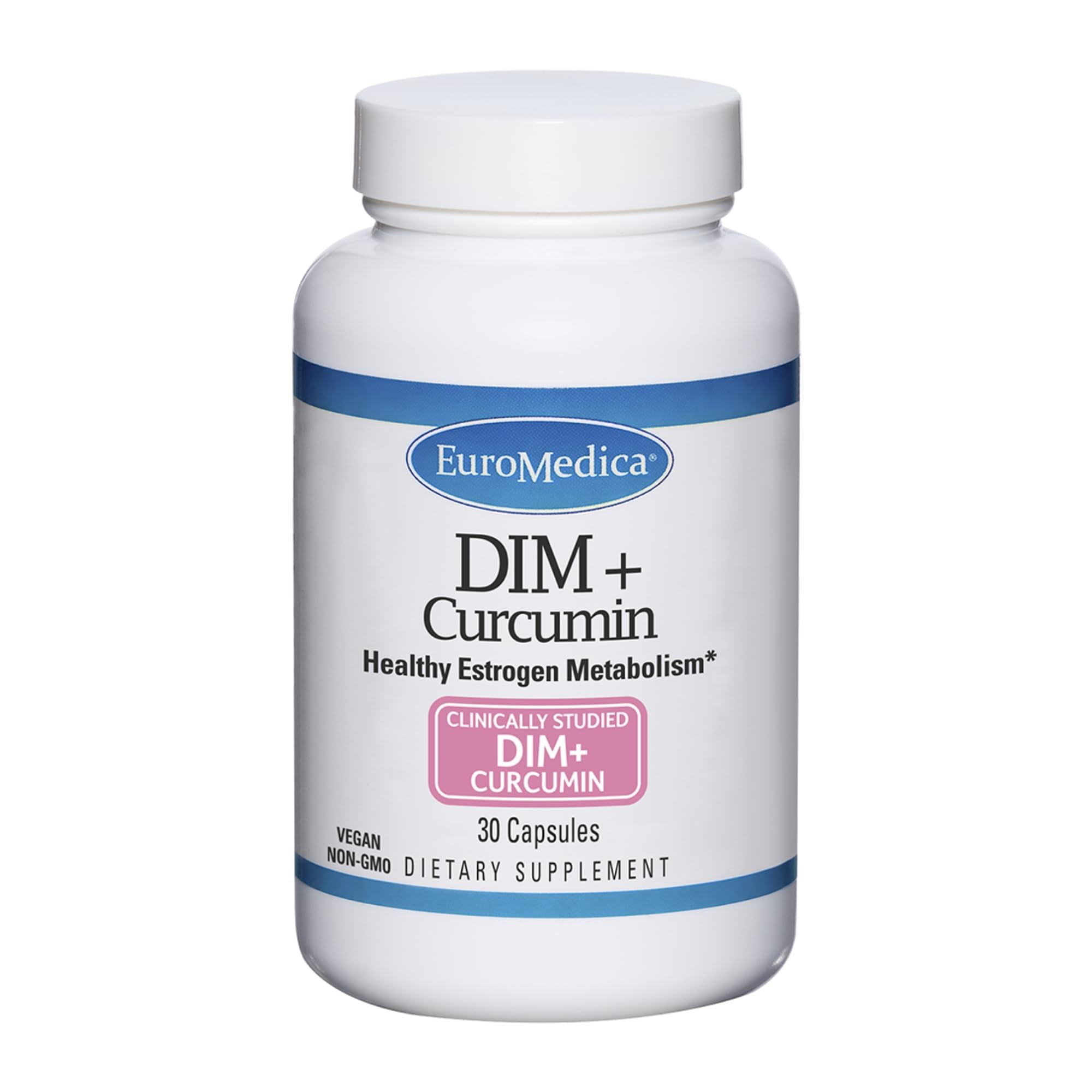 EuroMedica DIM + Curcumin bottle with BCM-95 high-absorption curcumin