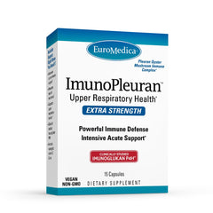 EuroMedica ImunoPleuran extra strength bottle with capsules for daily immune support.