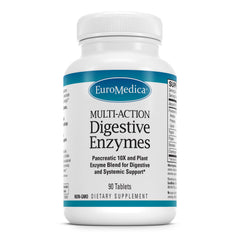 EuroMedica Multi-Action Digestive Enzymes bottle front for daily support.