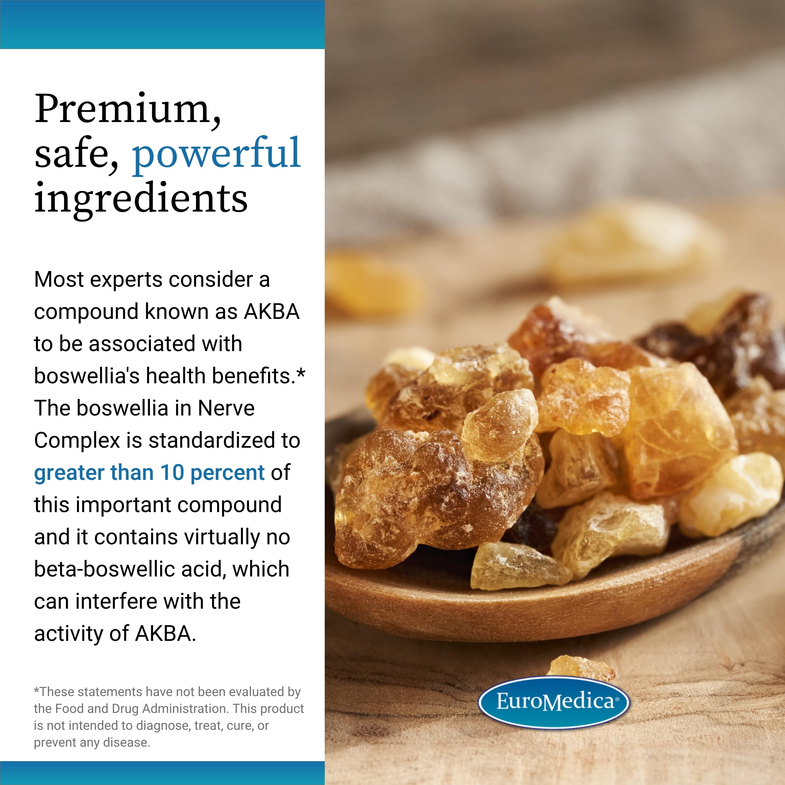 EuroMedica Nerve Complex ingredients list with B vitamins and alpha-lipoic acid.
