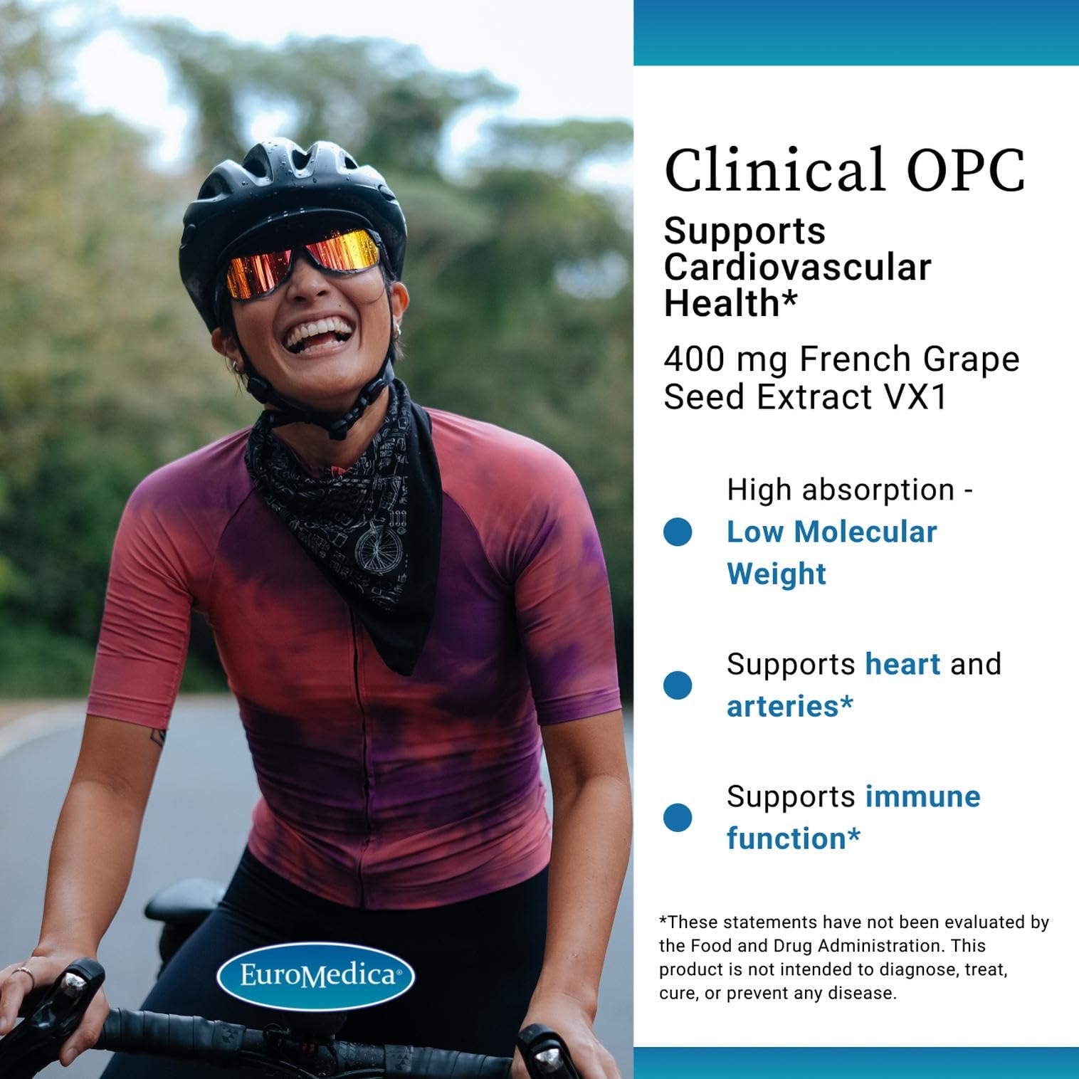 EuroMedica OPC softgels close-up suggesting convenient daily dosing for immune and heart health.