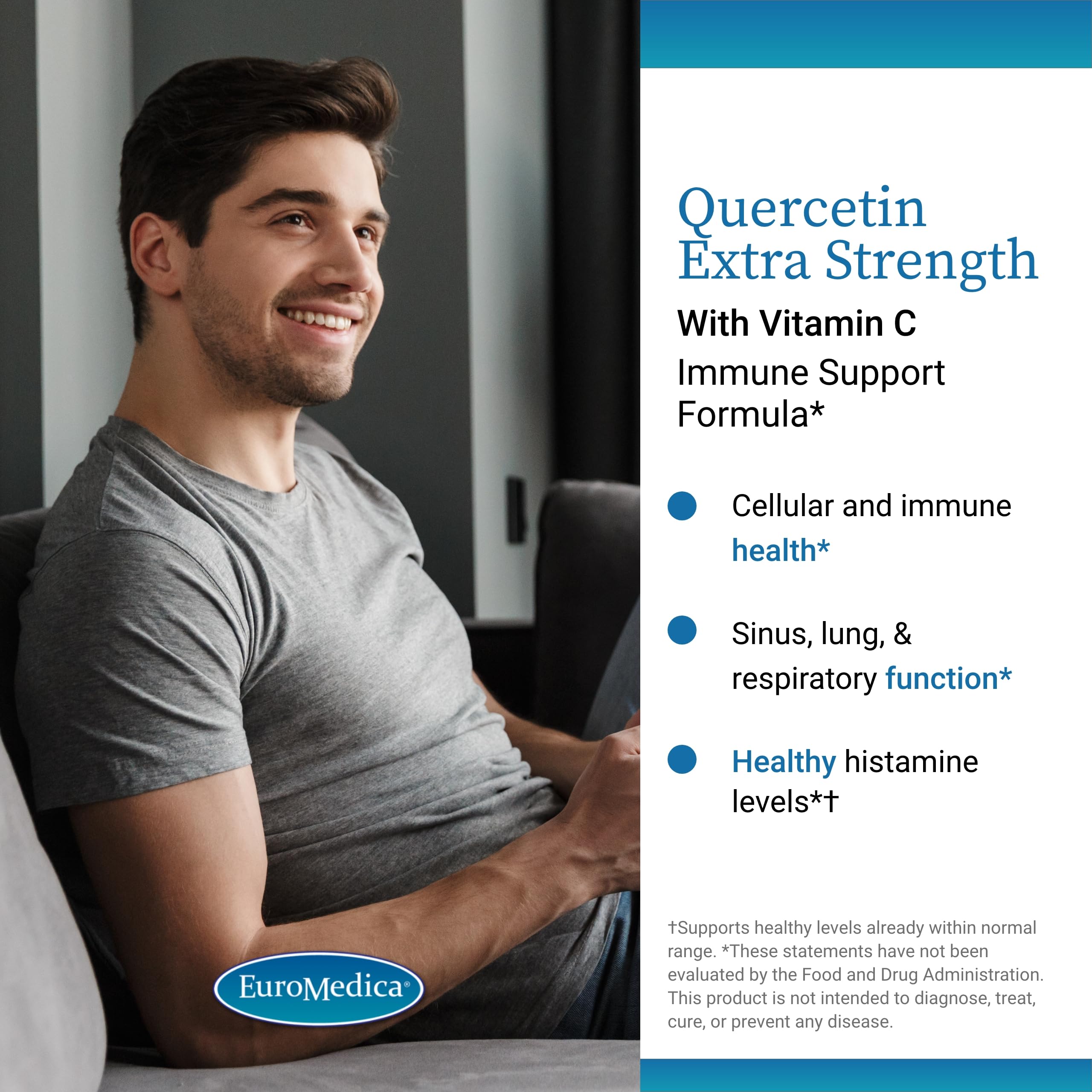 Close-up of EuroMedica capsules for daily immune support routine.