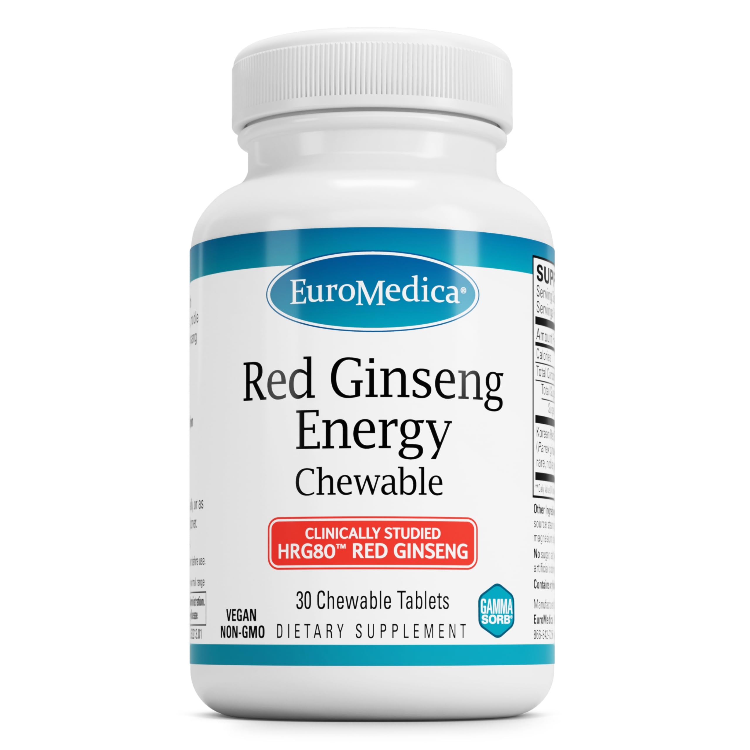 EuroMedica Red Ginseng Energy bottle pour highlights easy dosing for daily focus and sustained energy.