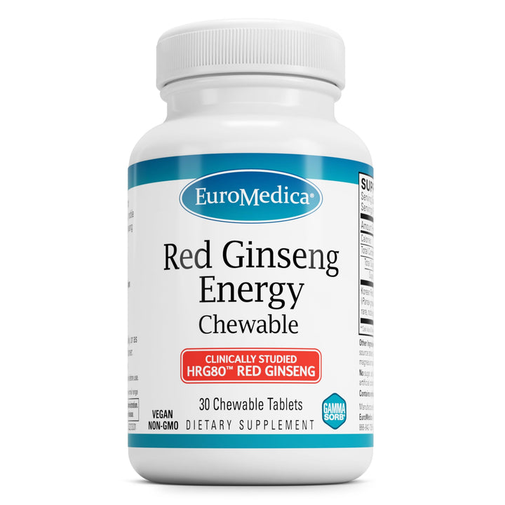 EuroMedica Red Ginseng Energy bottle pour highlights easy dosing for daily focus and sustained energy.