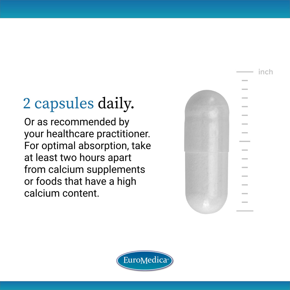 EuroMedica Strontium supplement facts panel with allergen-free ingredients