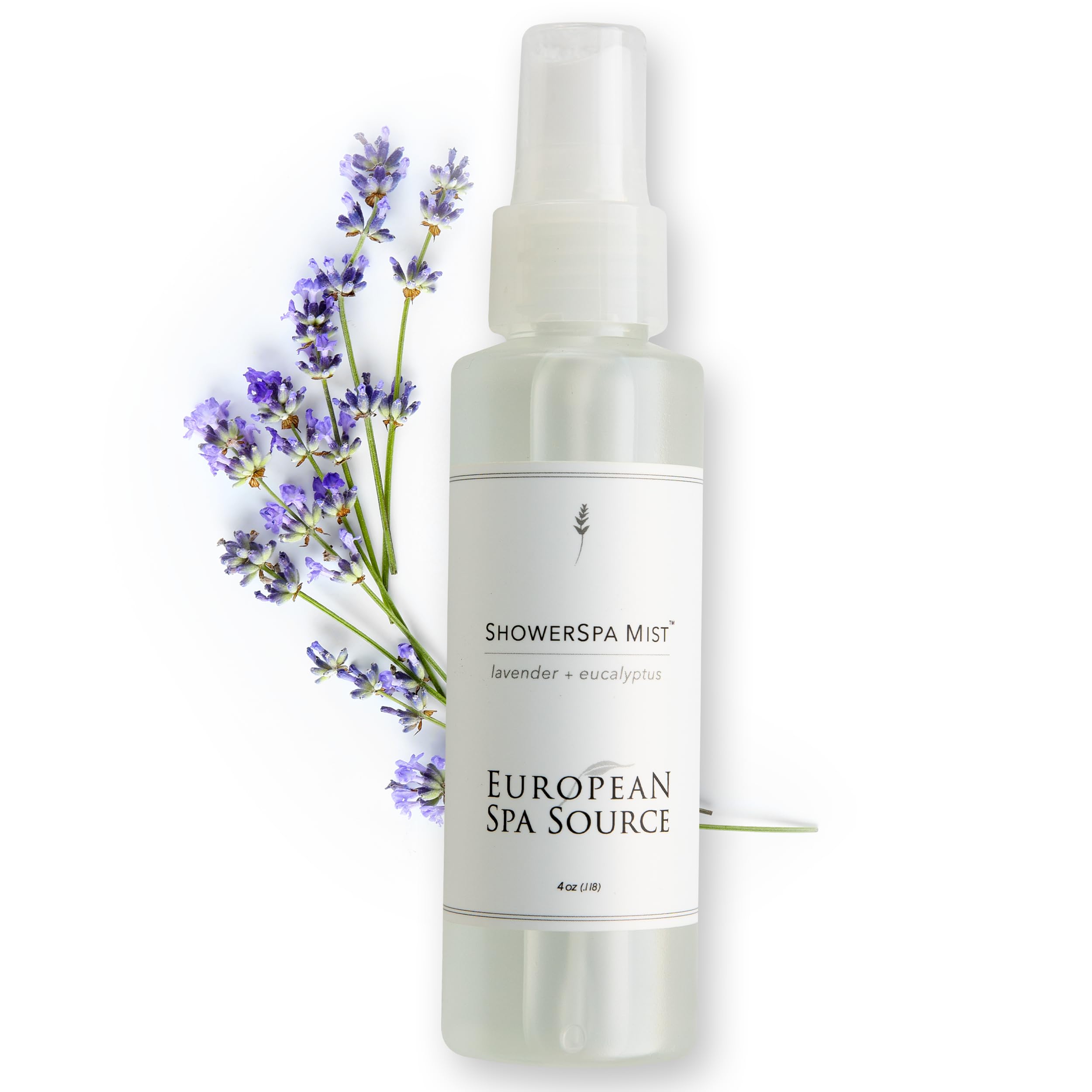 European Spa Source Lavender Eucalyptus ShowerMist bottle ready for home spa use.