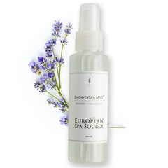 European Spa Source Lavender Eucalyptus ShowerMist bottle ready for home spa use.
