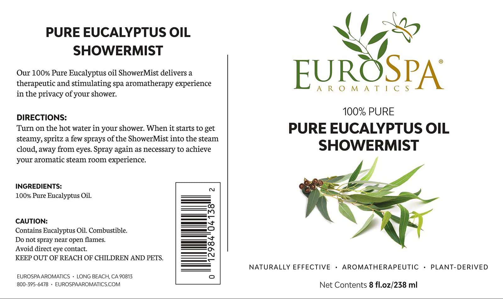 EuroSpa Aromatics natural eucalyptus essential oil blend supports ritual use with no additives