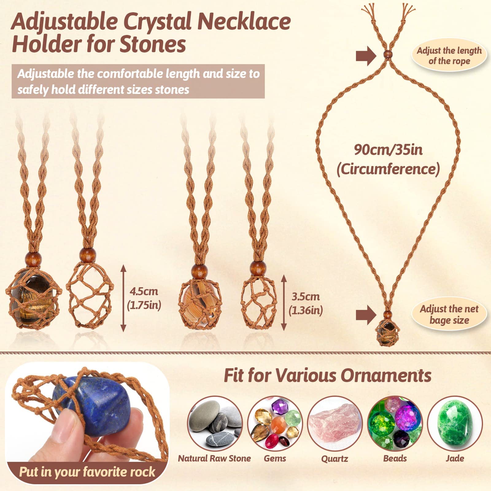 Evatage brown crystal cage necklace 25-35mm adjustable length necklace