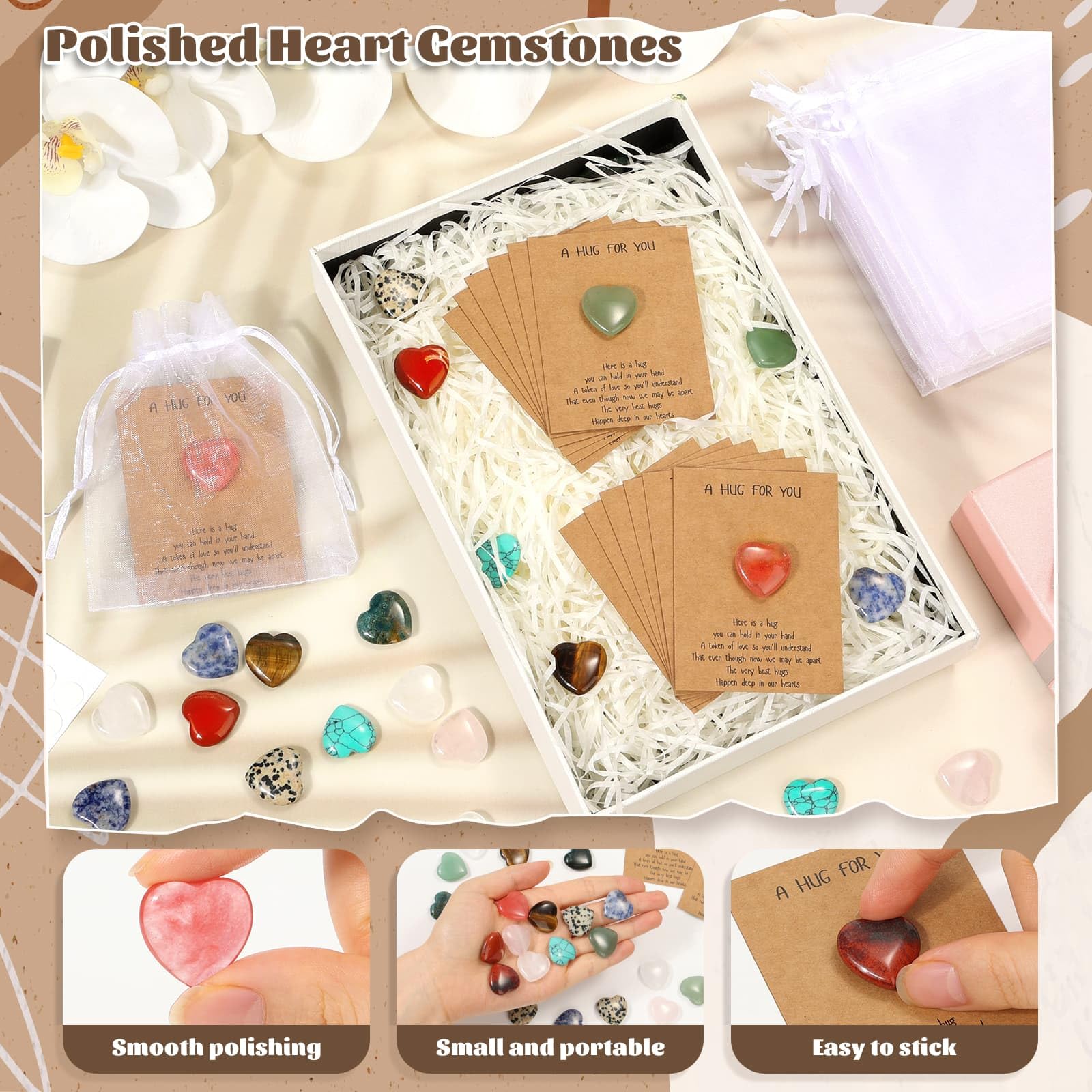 Evatage watermelon red quartz heart stone for emotional balance