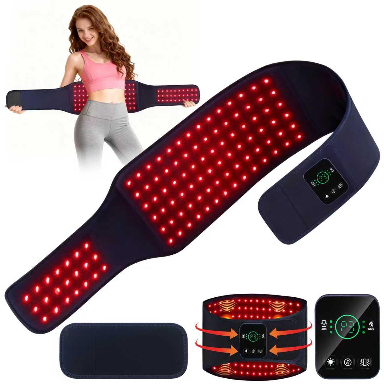 EVATEALE red light therapy belt front view for targeted back and abdomen relief