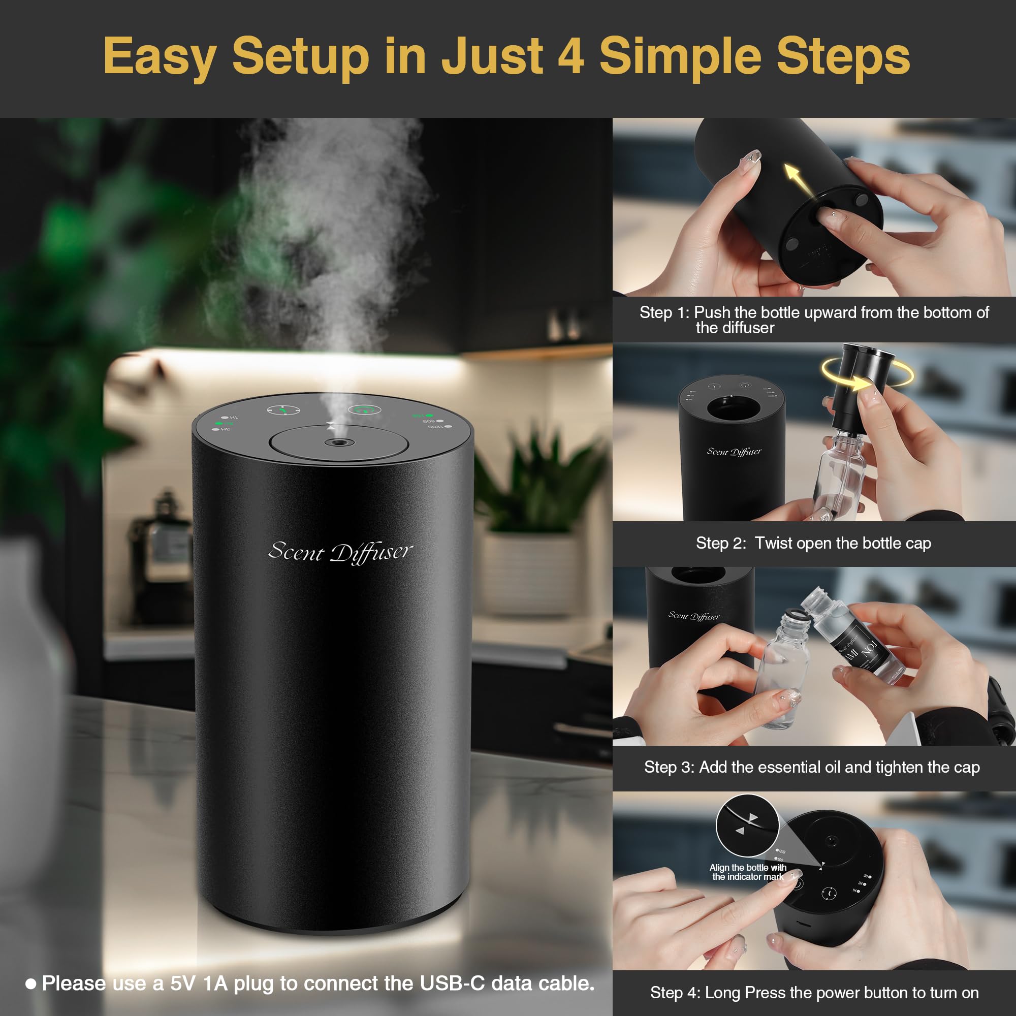 EvCZen waterless diffuser 2000mAh battery for cordless use.