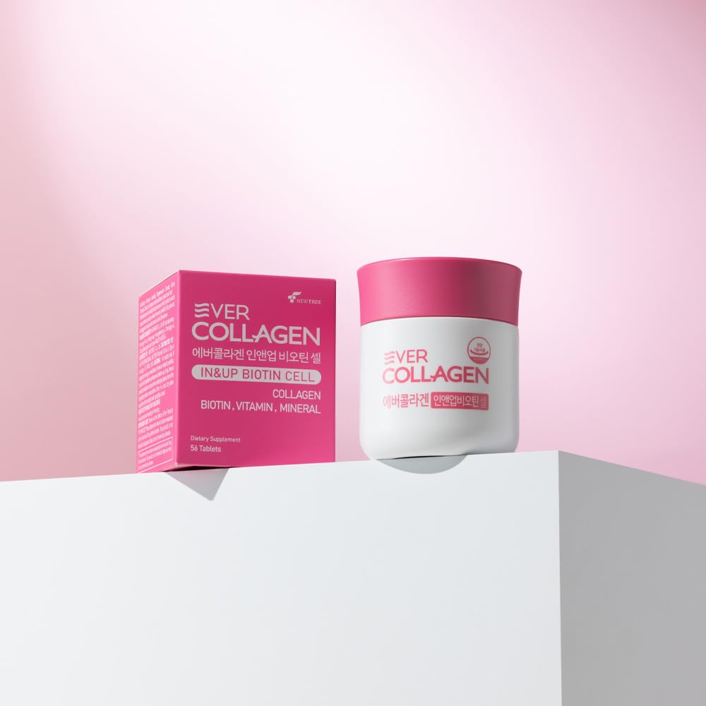 Ever Collagen Time tablets close-up emphasizing small, absorbable peptides