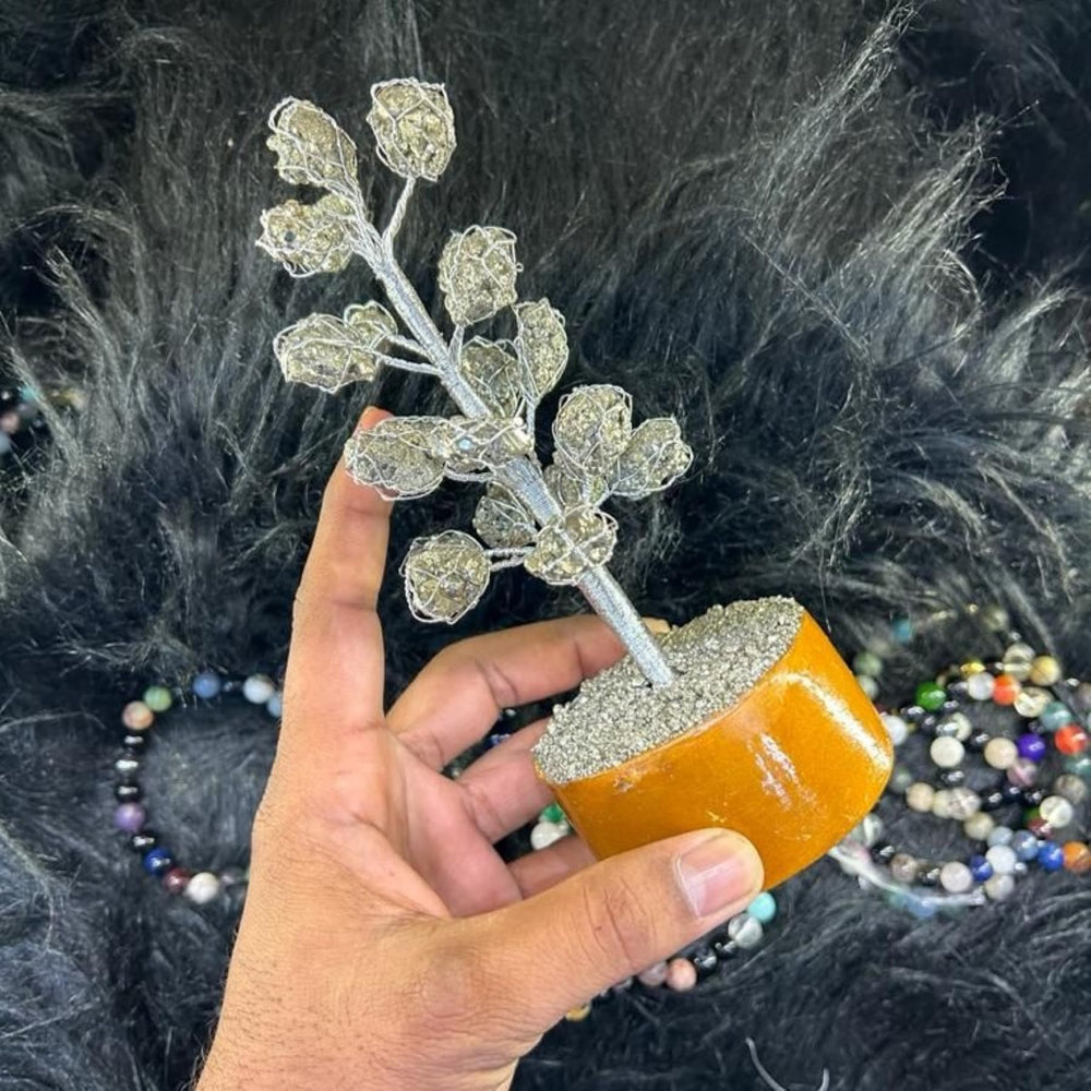 Ever Vibes Pyrite Crystal Tree desk decor adds positive ambiance.