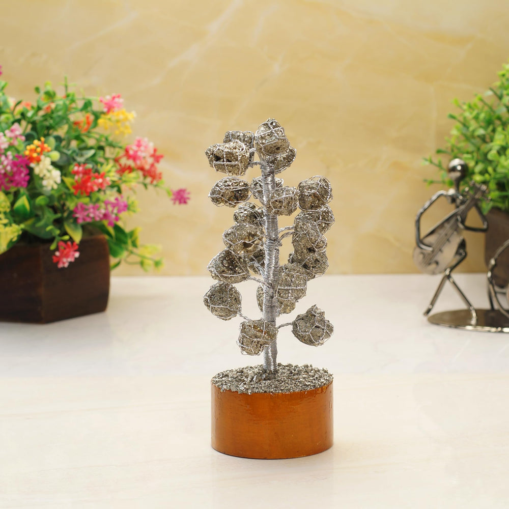 Ever Vibes Pyrite Crystal Tree display stand highlights radiant metallic facets.