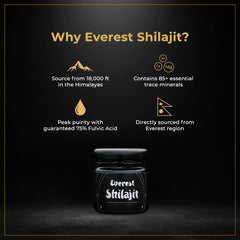 Close-up of Everest Shilajit resin showing rich texture and 85+ minerals.
