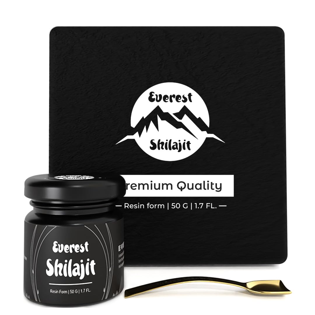 Everest Shilajit resin jar shows premium Nepalese minerals for daily vitality.