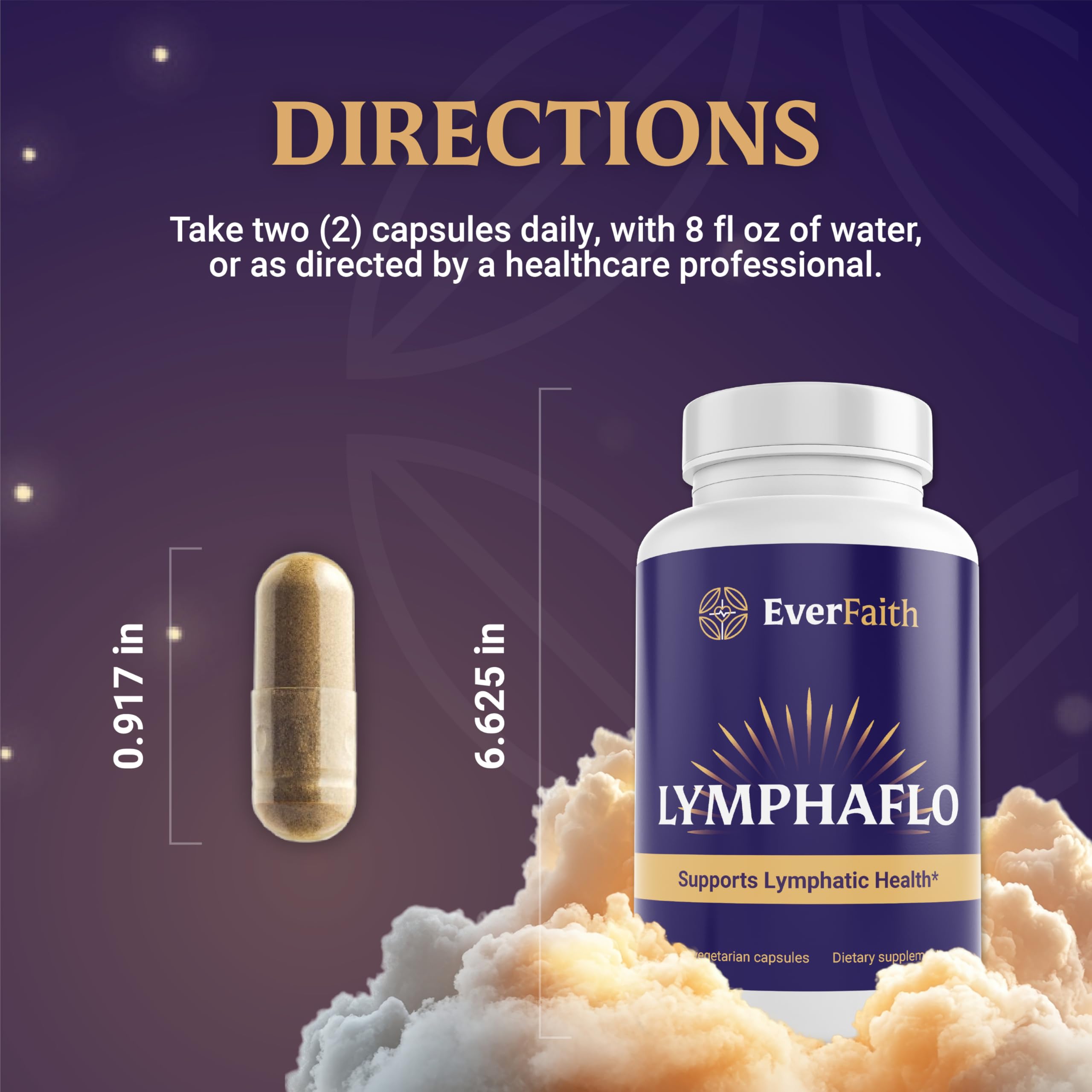 Everfaith LymphaFlo ingredients box highlighting bromelain, dandelion, and burdock