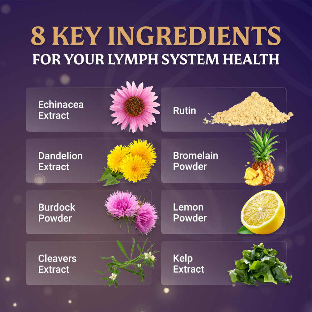 Everfaith LymphaFlo label close-up showing vegetarian, gluten-free, non-GMO formula