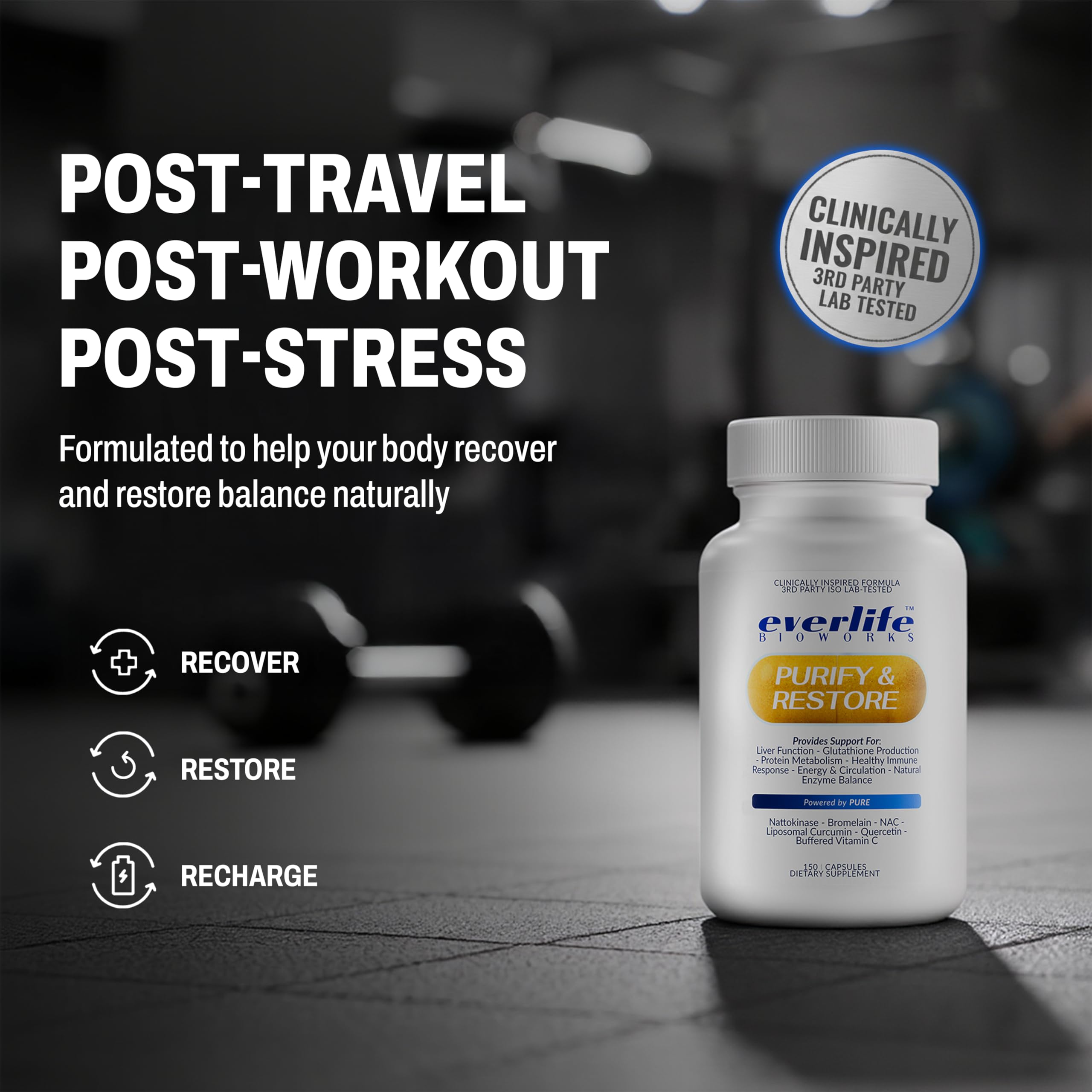 Everlife Circulation-focused shot implies improved blood flow and vessel vitality.