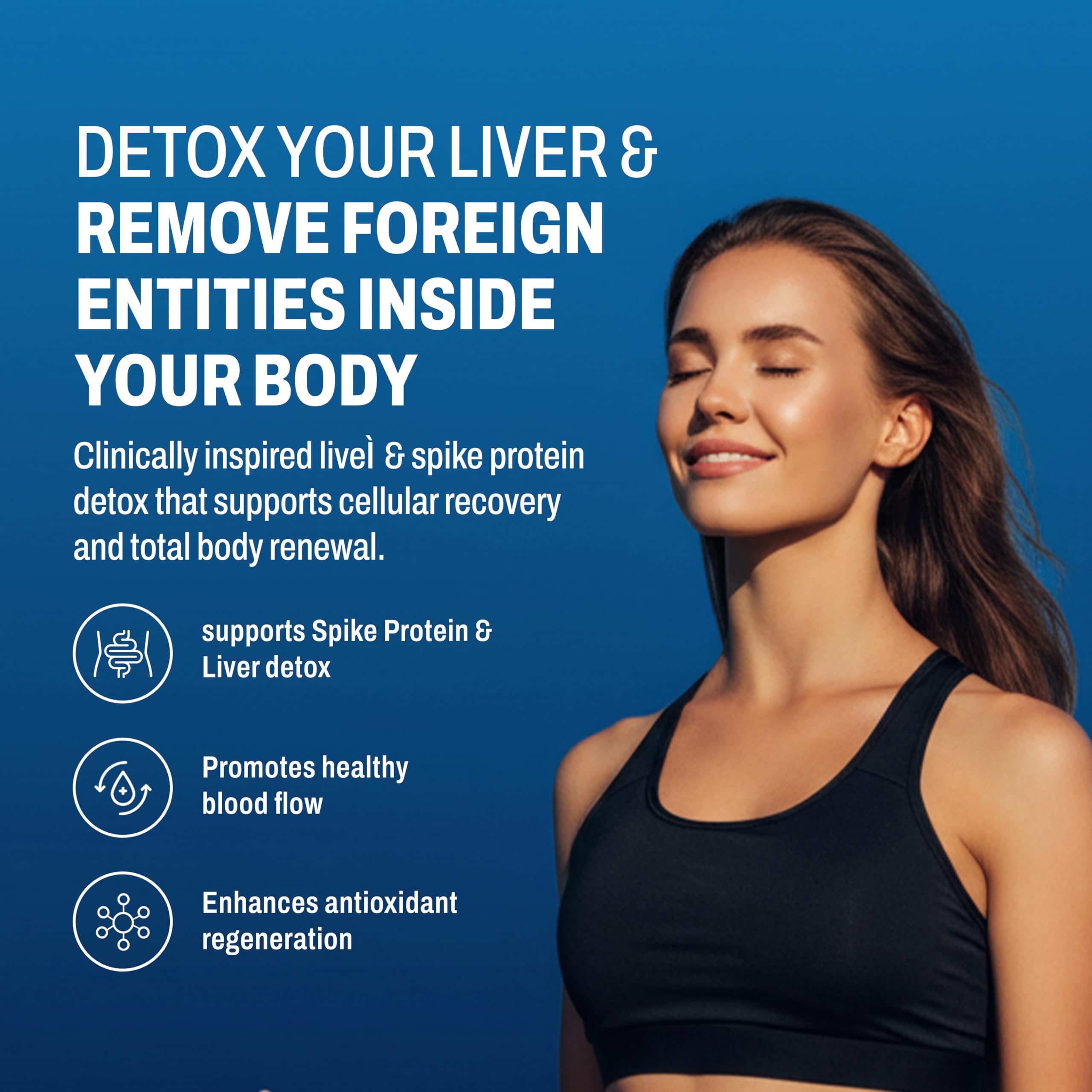 Everlife Detox capsules close-up highlights convenient daily capsules for immune support.