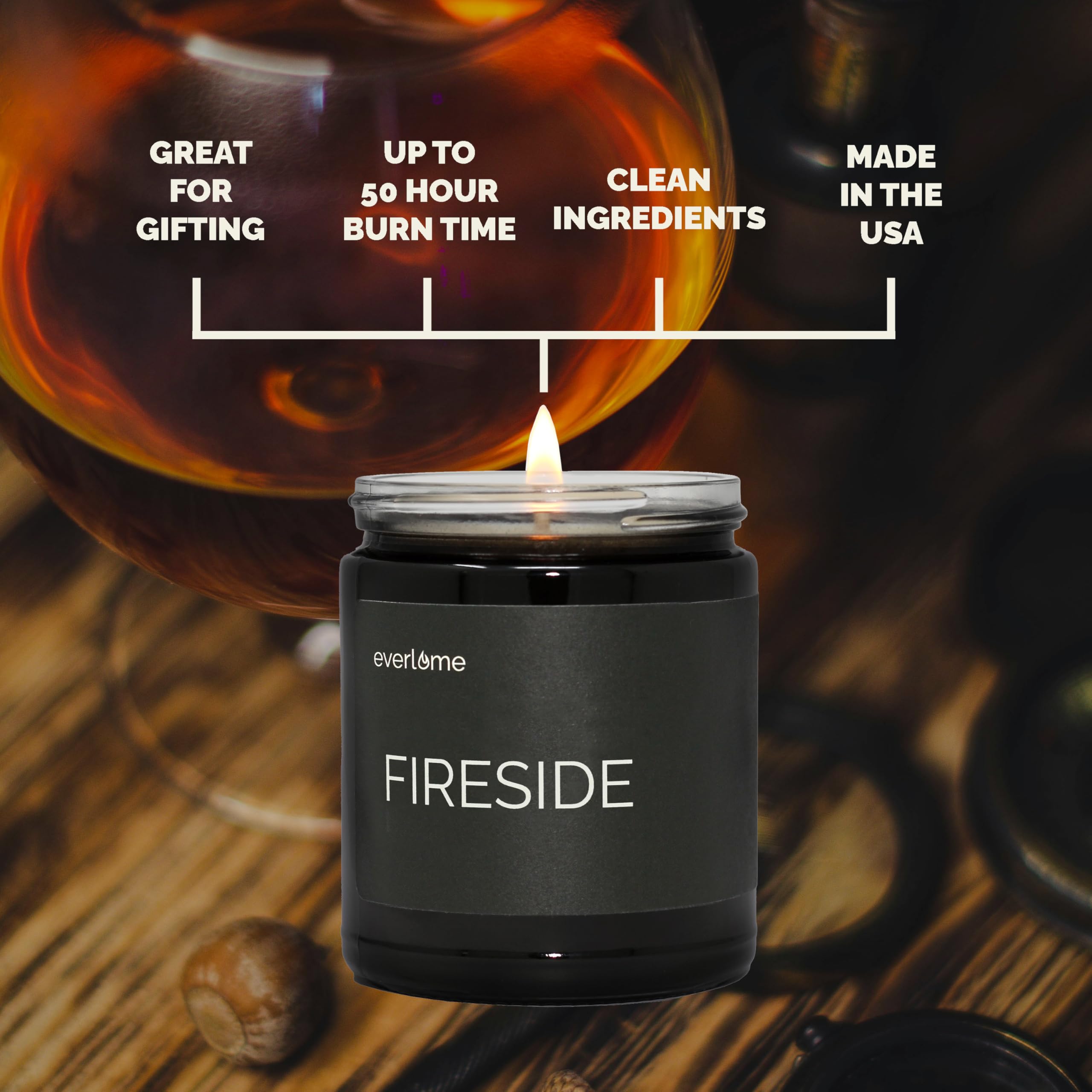 Everlume fragrance notes of sandalwood and amber evoke warm spaces.