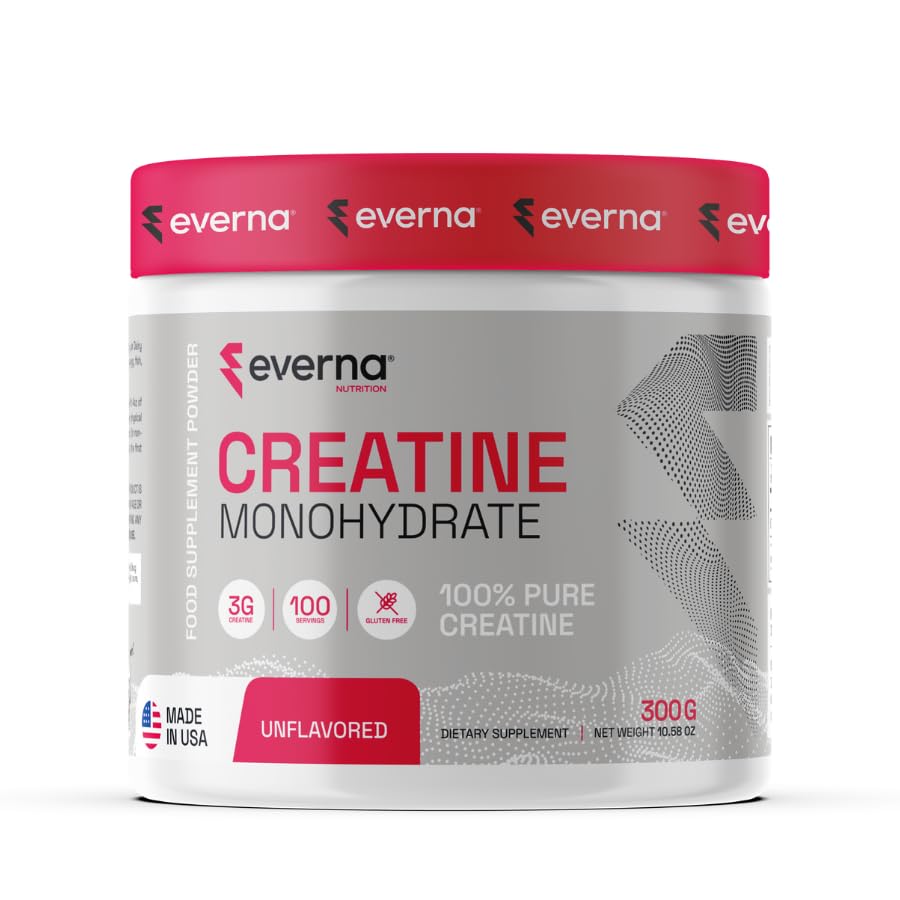 EVERNA Creatine Monohydrate powder bottle ready for high-intensity workouts.