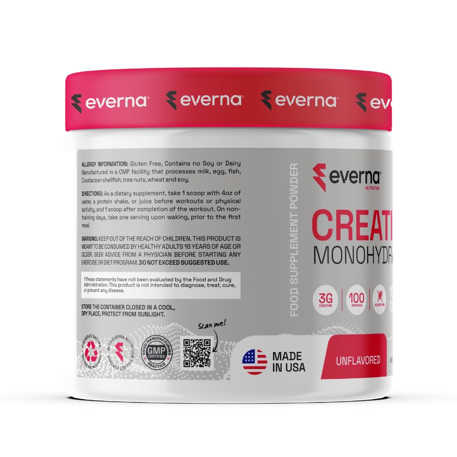 EVERNA Creatine Monohydrate powder mixing into water for quick workout fuel.