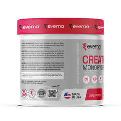 EVERNA Creatine Monohydrate powder mixing into water for quick workout fuel.