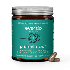 Eversio Wellness Protect Now chaga capsules front view for daily wellness support.