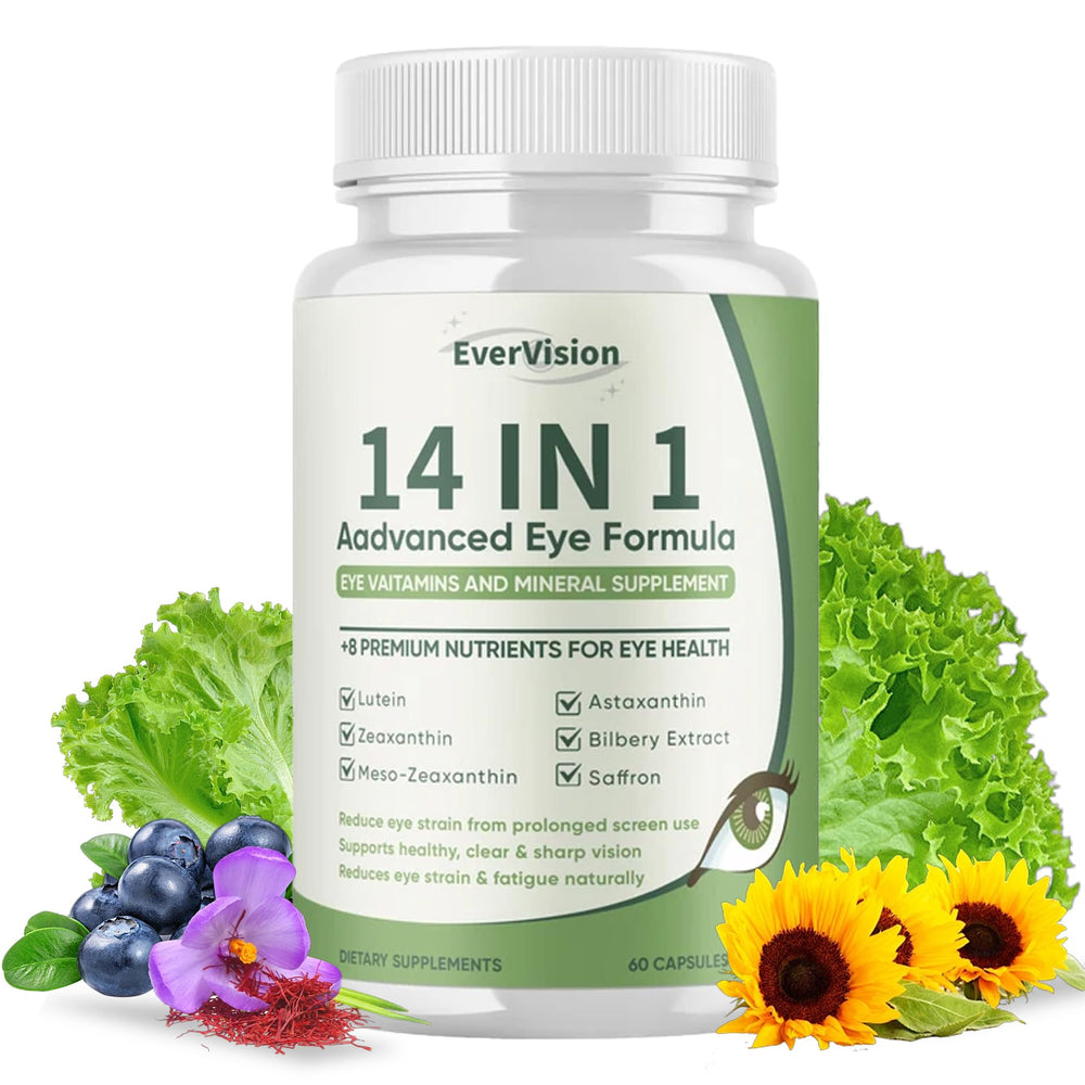 EverVision 14-in-1 bottle closeup supports daily eye health and clarity.