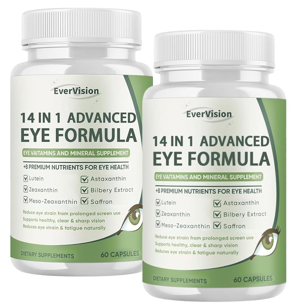 EverVision 14-in-1 eye formula bottle; complete nutrition for everyday visual comfort.