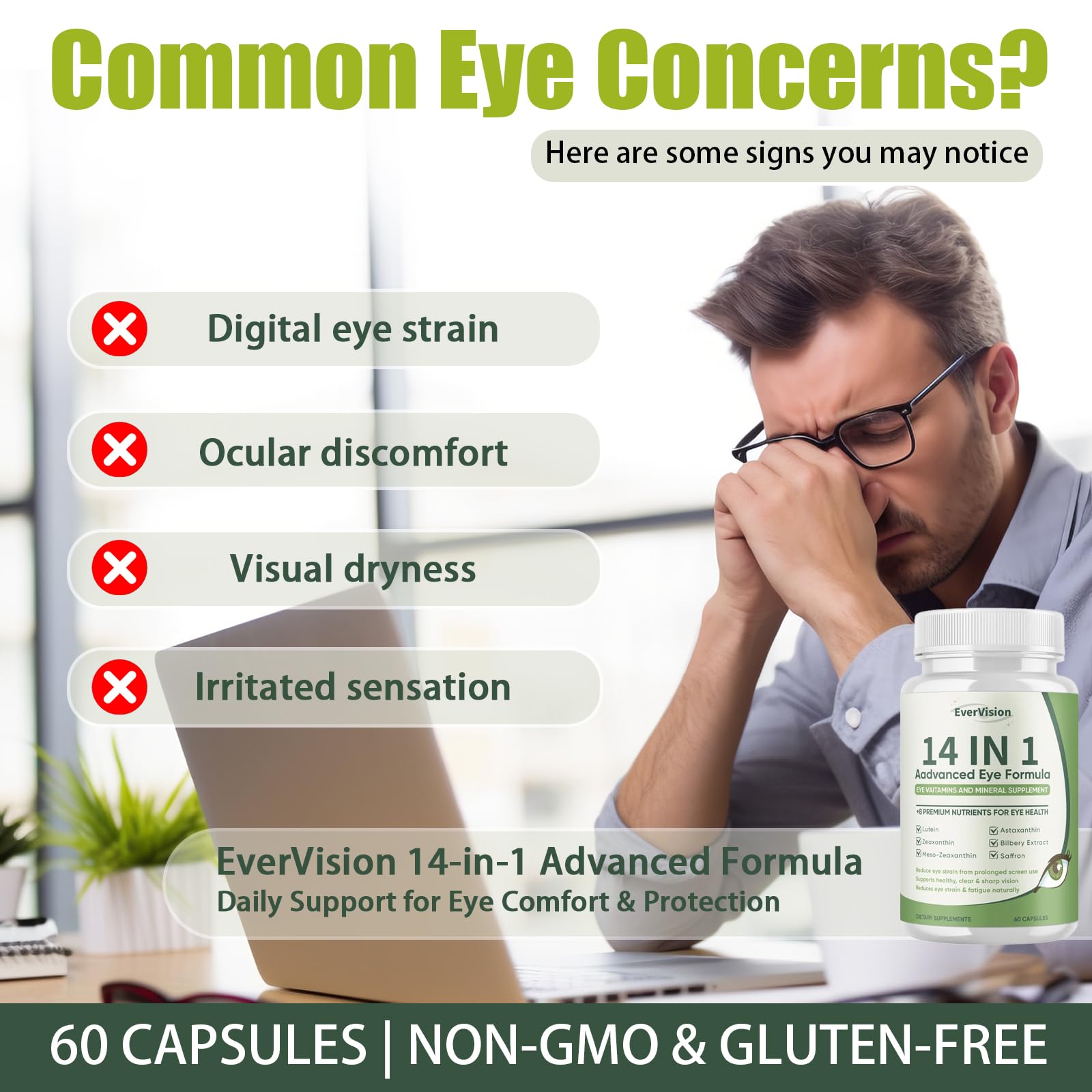 EverVision eye supplement capsules closeup for convenient daily use.