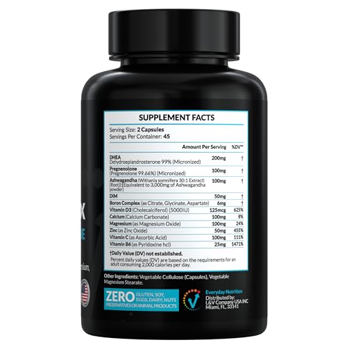 EVERYDAY NUTRITION Pregnenolone 100mg bottle promoting balanced energy and wellness.