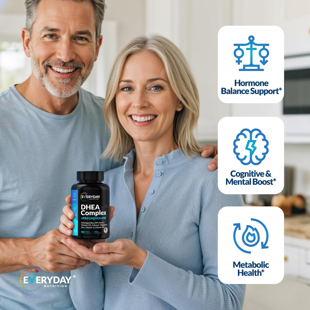 EVERYDAY NUTRITION Vitamin D3 5000 IU capsules aiding immune support and mood.