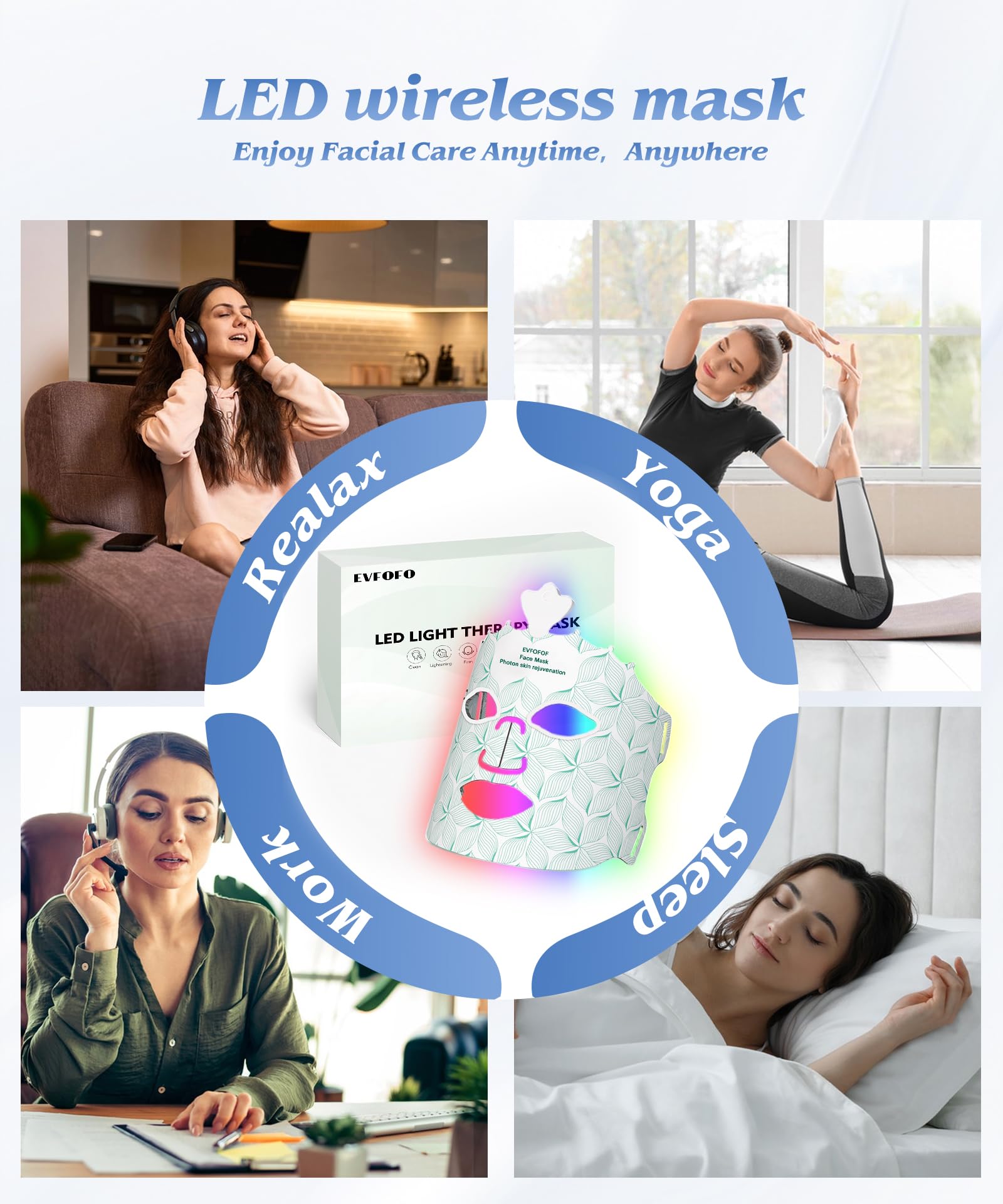EVFOFO infrared light mode image suggesting deeper, soothing light therapy.
