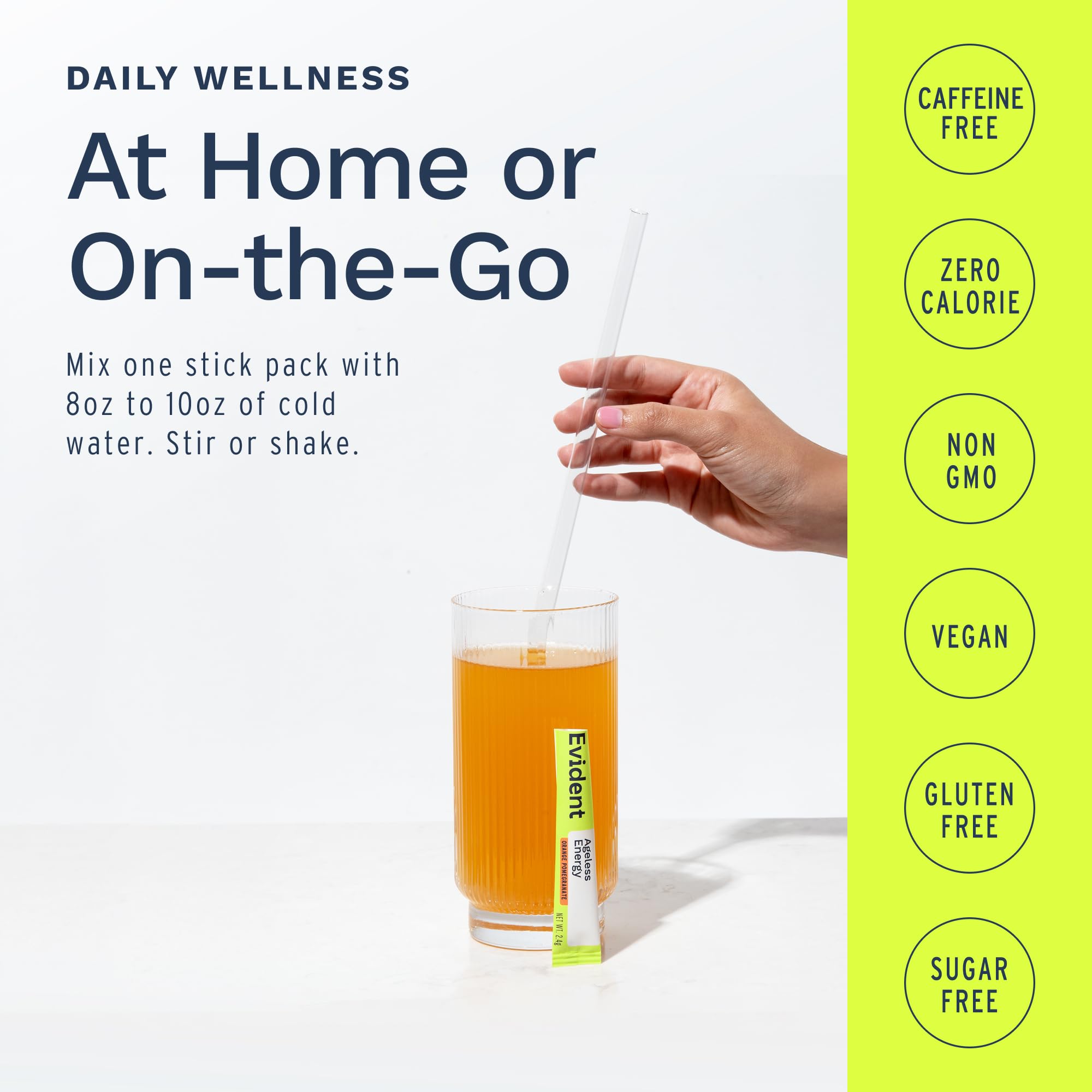 EVIDENT WELLNESS Ageless Energy CoQ10 and Peak ATP formula on the label.