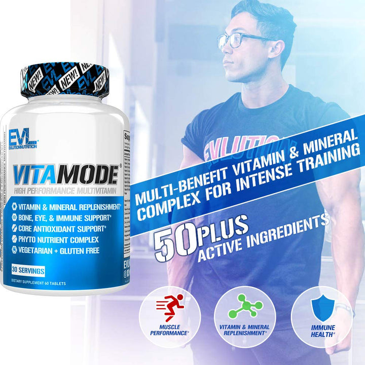 EVL Advanced Daily Multivitamin for Men daily-use scene with workout gear for active lifestyles.